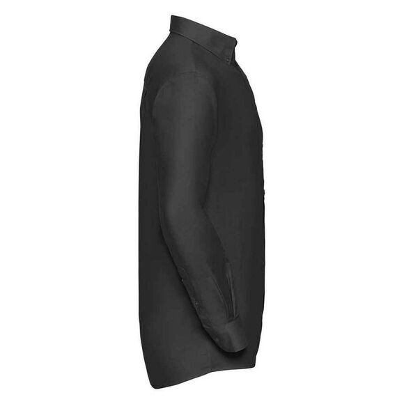 Russell Collection Mens Oxford Easy-Care Long-Sleeved Formal Shirt / Black